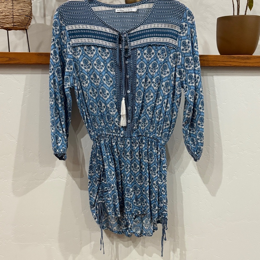 Faithfull the Brand Blue Bohemian Romper